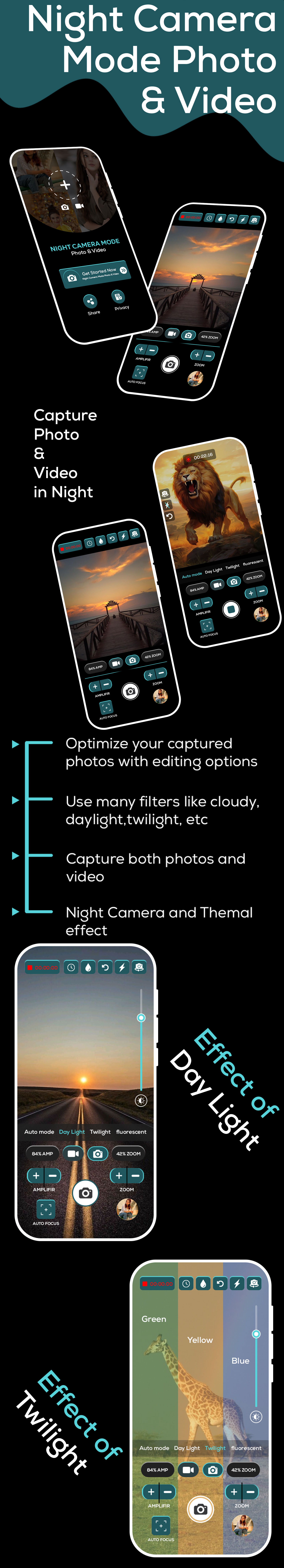 Night Camera Mode - Photo and Video - HD Camera Filter - HD Night Camera Pro - Night Mode Camera